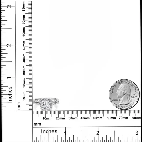 1.62CT Diamond 2 PC Engagement Ring Wedding Band Bridal Set Gift Moissanite 925 - Picture 6 of 8